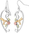 Petite Hummingbird Earrings, Sterling Silver, 12k Green and Rose Gold Black Hills Gold Motif