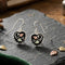 Diamond-Cut Black Heart Earrings, Sterling Silver, 12k Green Gold, 12k Rose Gold Black Hills Gold