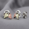Petite Black Hills Gold Grape Leaf Stud Earrings, Sterling Silver, 12k Rose and Mint-Green Gold