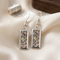 Rectangular Fish Hook Earrings, Sterling Silver, 12k Green and Rose Gold Black Hills Gold Motif