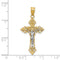 14K Two-Tone Medium Lacy-Edge Inri Crucifix Pendant (35mmx 18mm)