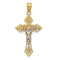 14K Two-Tone Medium Lacy-Edge Inri Crucifix Pendant (35mmx 18mm)