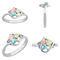 Ave 369 Created Aquamarine Round March Birthstone Ring, Sterling Silver, 12k Green and Rose Gold Black Hills Gold Motif