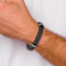 Men's Thorn Collection Black Titanium 13mm Sterling Silver Thorn Two Cable Wire Cuff Bangle Bracelet