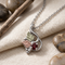 Genuine Idaho Garnet Pendant Necklace, Sterling Silver, 12k Green and Rose Gold Black Hills Gold Motif, 18"