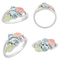 Marquise Created Aquamarine March Birthstone Ring, Sterling Silver, 12k Green and Rose Gold Black Hills Gold Motif