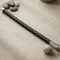 Men's Polished Stainless Steel Black Leather Textured Bracelet, 8.5"