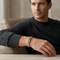 Men's Brushed Stainless Steel 12mm Wood Inlay Enameled Bracelet, 8.5 Inches