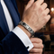 Men's Brushed Stainless Steel 19mm Black IP-Plated and Black Diamond Cross Bracelet, 8.75" (.25Ctw)
