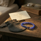 Men's Stainless Steel 10.47mm Enameled Lapis Beaded Dad Stretch Blue ID Bracelet