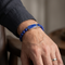 Men's Stainless Steel 10.47mm Enameled Lapis Beaded Dad Stretch Blue ID Bracelet