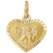 14k Yellow Gold Angel Heart Pendant with Diamond-Cut Frame