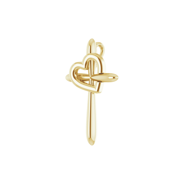 Cross with Heart 14k Yellow Gold Pendant (19.80X13.30)