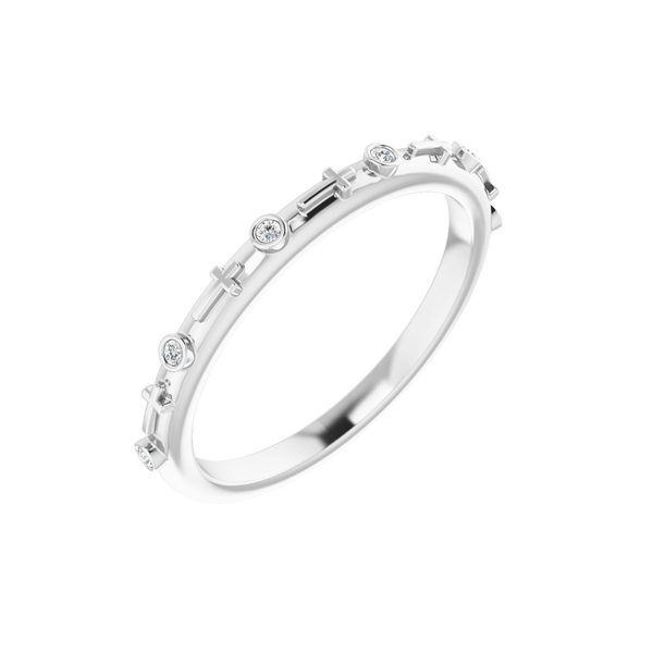 Platinum Petite Diamond Cross Ring, (.03 CTW, Color G-H, Clarity SI2-SI3)