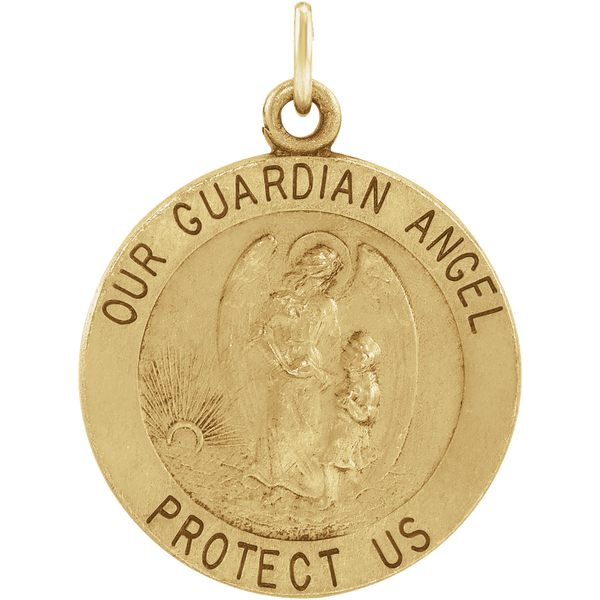 14k Yellow Gold Guardian Angel Medal (15MM)