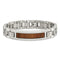Men's Brushed Stainless Steel 12mm Wood Inlay Enameled Bracelet, 8.5 Inches