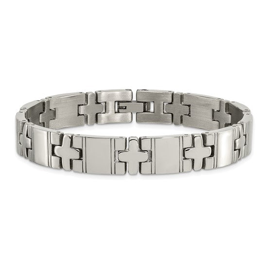 Men's Polished Grey Titanium 9mm Bracelet, 8.25"