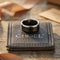 Titanium Base Black Ceramic Centre Beveled 8mm Comfort-Fit Comfort-Fit Band, Size 12.5