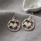 Round Drop Earrings, Sterling Silver, 12k Green and Rose Gold Black Hills Gold Motif