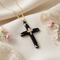 Women's Black Cross Pendant Necklace, 10k Yellow Gold, 12k Green and Rose Gold Black Hills Gold Motif, 18''