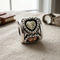Ave 369 Cylinder Heart Bead Charm, Sterling Silver, 12k Green Gold, 12k Rose Gold Black Hills Gold