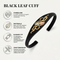 Black Hills Gold Leaf Cuff Bracelet for Women, Black Powder-Coated Cuff with 10K Yellow Gold Scroll & 12K Green and Rose Gold Leaves, Western Style Open Cuff Bracelet