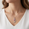 Pink CZ Pear Pendant Necklace, Sterling Silver, 12k Green and Rose Gold Black Hills Gold Motif, 18"