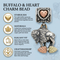 Antiqued Buffalo and Heart Dangle Bead Charm, Sterling Silver and Black Hills Gold Motif