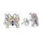 Peridot and Amethyst Butterfly Earrings, Sterling Silver, 12k Rose and Green Gold Black Hills Gold Motif