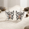 Filigree Butterfly Earrings Sterling Silver with 12k Green and Rose Gold Black Hills Gold Leaves Oxidized Butterfly Dangle Earrings Nature Jewelry