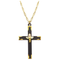 Ave 369 Black Powder Coated Cross Pendant Necklace, 10k Yellow Gold, 12k Green and Rose Gold Black Hills Gold Motif, 18"