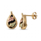 Teardrop Onyx Earrings, 10k Yellow Gold, 12k Green and Rose Gold Black Hills Gold Motif