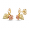 Rose with Leaf Earrings, 10k Yellow Gold, 12k Green and Rose Gold Black Hills Gold Motif