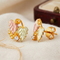 Solitaire Diamond with Grape Leaves Earrings, 10k Yellow Gold, 12k Green and Rose Gold Black Hills Gold Motif (.04 Ct)