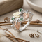 Lab Created Soude Emerald May Birthstone Ring, Sterling Silver, 12k Green and Rose Gold Black Hills Gold Motif, Size 5.25