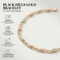 Women’s 10K Yellow Gold Filigree Scroll Link Bracelet with 12K Green & Rose Gold Black Hills Gold Motif, Tri-Tone Vintage Style Bracelet, 7.5 Inch