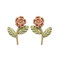 Rose Flower Earrings, 10k Yellow Gold, 12k Green and Rose Gold Black Hills Gold Motif