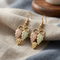 Loops Leaves and Grapes with Fish Hook Earrings, 10k Yellow Gold, 12k Green and Rose Gold Black Hills Gold Motif