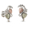 Black Hills Gold Curved Vine Leaf Stud Earrings Sterling Silver with 12k Green & Rose Gold Grape Leaves, Diamond Cut Nature Inspired Jewelry for Women