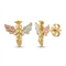 Guardian Angel Earrings, 10k Yellow Gold, 12k Green and Rose Gold Black Hills Gold Motif