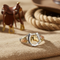 Horseshoe and Horse Ring, Sterling Silver, 12k Green and Rose Gold Black Hills Gold Motif