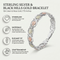 Infinity Bracelet for Women, Sterling Silver Diamond-Cut Black Hills Gold with 12K Green & 12K Rose Gold Leaf Accents, Tri-Tone Infinity Link Bracelet, 7.75 Inch