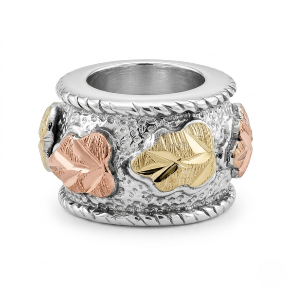 Leaf Charm Bead, Sterling Silver, 12k Green and Rose Gold Black Hills Gold Motif