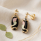 Onyx Marquise Wrap Earrings, 10k Yellow Gold, 12k Green and Rose Black Hills Gold Motif