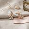 Pear Opal Cabochon Inlaid Leaf Earrings, 10k Yellow Gold, 12k Rose and Green Gold Black Hills Gold Motif