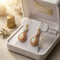 Opal Cabochon Pear Teardrop Earrings, 10k Yellow Gold, 12k Rose and Green Gold Black Hills Gold Motif