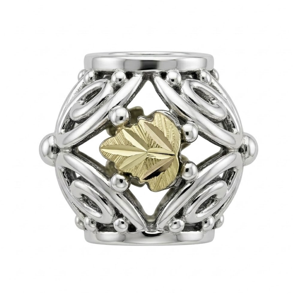 Scrollwork Charm Bead, Sterling Silver, 12k Green and Rose Gold Black Hills Gold Motif