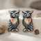 Oxidized Owl Leaf Earrings, Sterling Silver, 12k Green and Rose Gold Black Hills Gold Motif