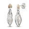 Diamond-Cut Caged Pearl Earrings, Sterling Silver, 12k Green and Rose Gold Black Hills Gold Motif