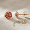 Petite 3D Rose Earrings, 10k Yellow Gold, 12k Green and Rose Gold Black Hills Gold Motif